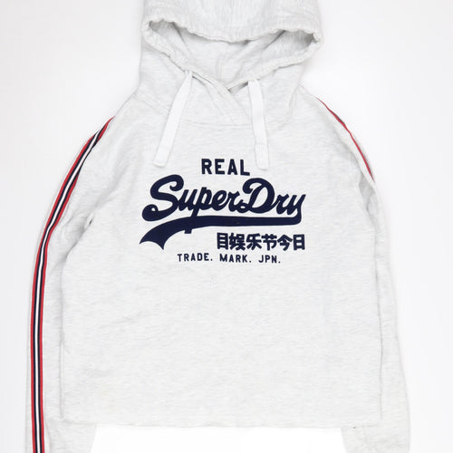 SuperDry Women's Grey Pullover Hoodie, Size 14