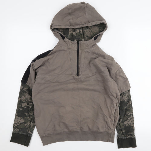 Urban Outlaws Boys Brown Camouflage Hoodie 11-12Y, 1/2 Zip Style