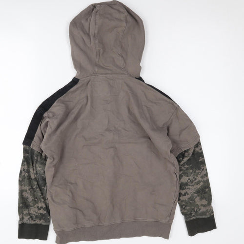 Urban Outlaws Boys Brown Camouflage Hoodie 11-12Y, 1/2 Zip Style