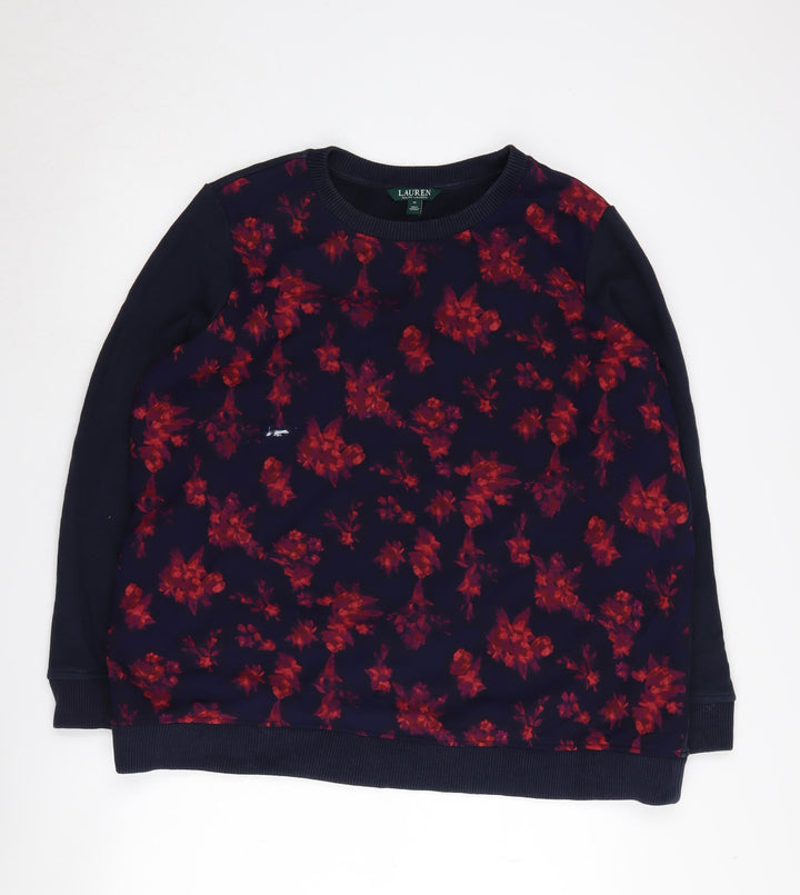 Lauren Ralph Lauren Women's Navy Floral Sweatshirt L