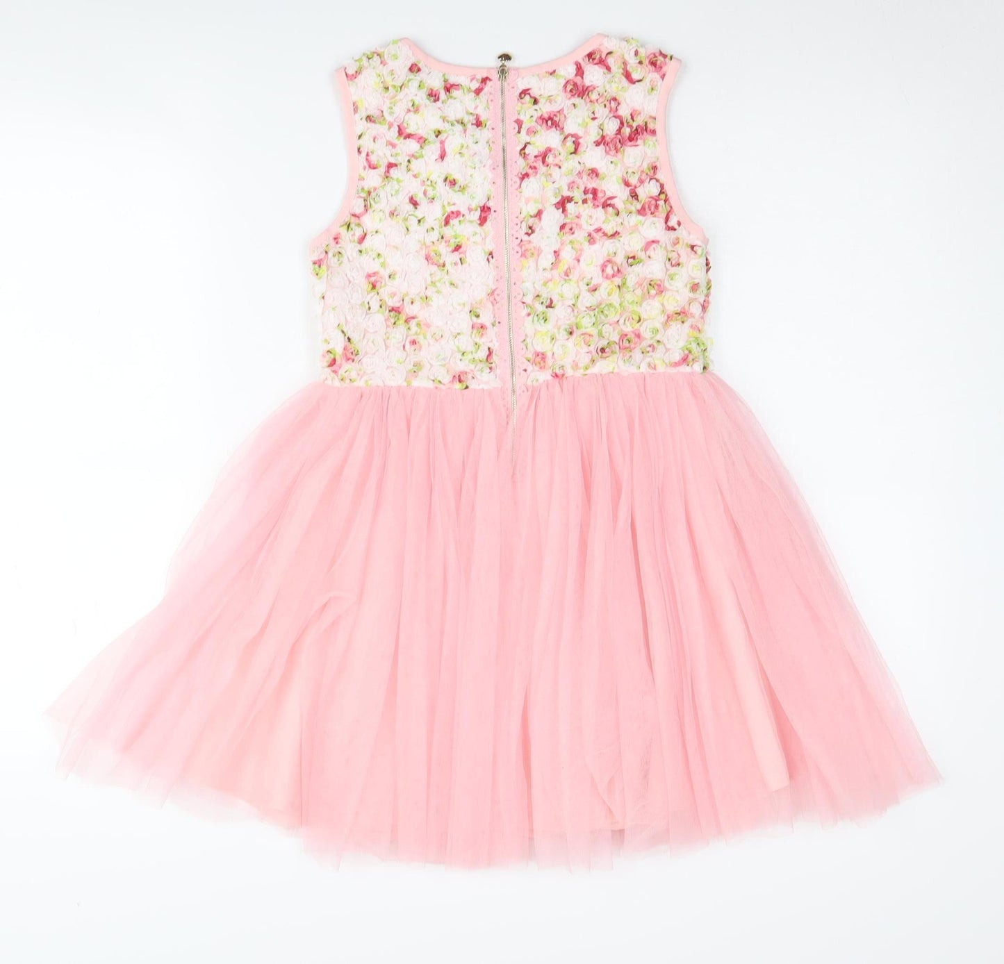 Yumi Girls Pink Floral Embroidered Dress Age 7-8