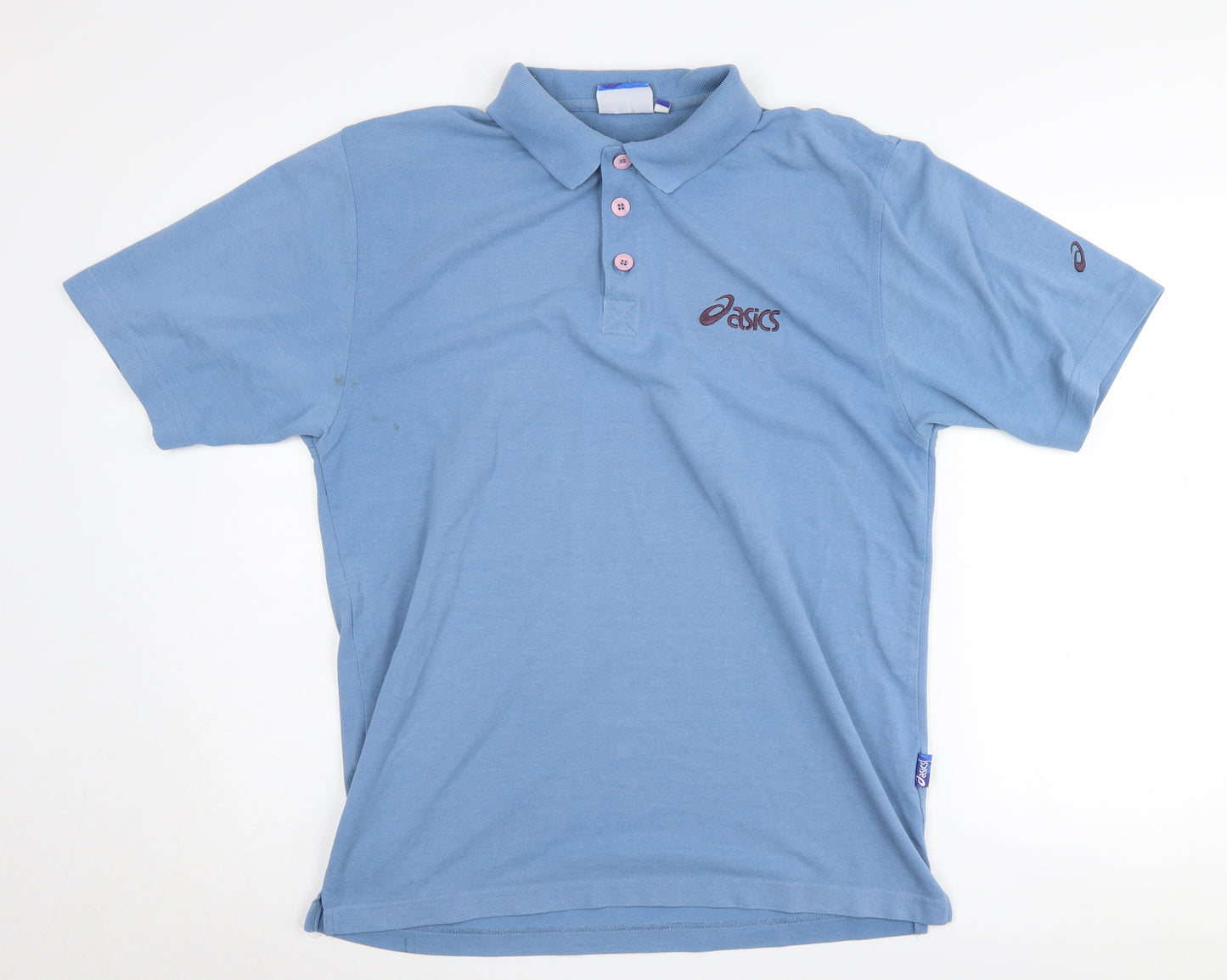 Asics Men's Blue Polo Shirt Medium Short Sleeve