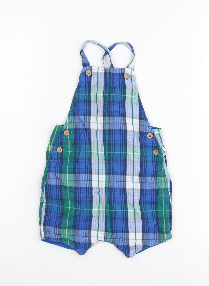 Next Unisex Baby Blue Green Plaid Shorts Suit, 12-18 Months
