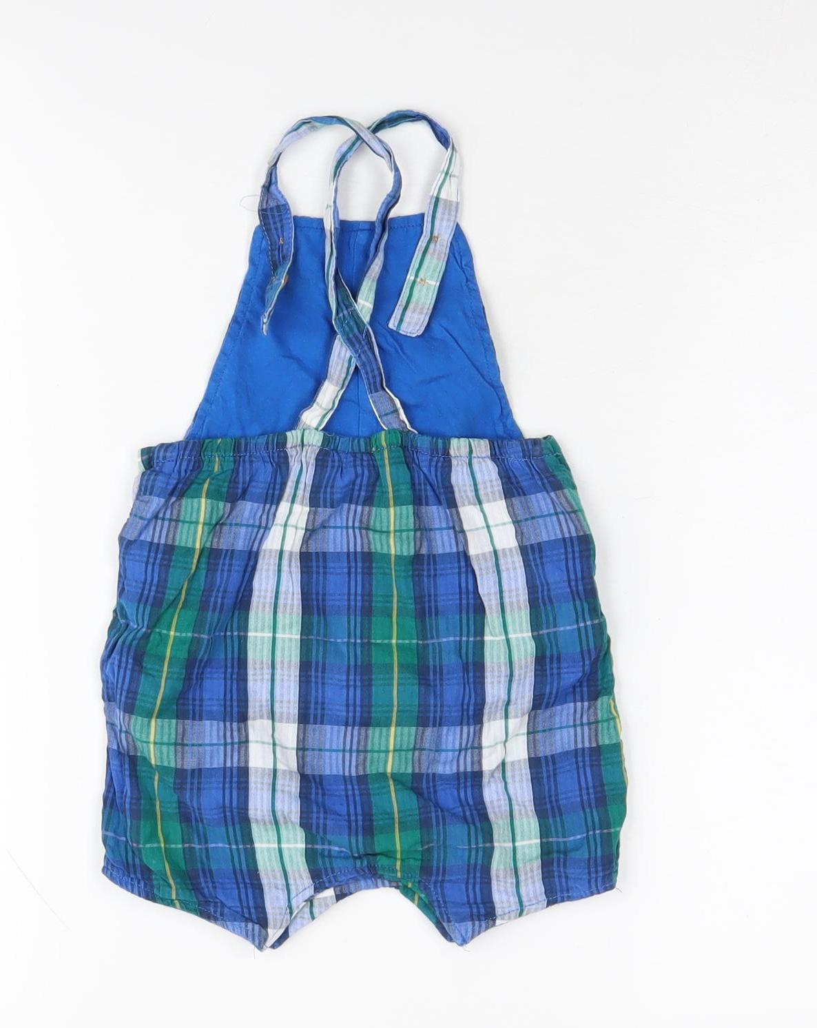 Next Unisex Baby Blue Green Plaid Shorts Suit, 12-18 Months