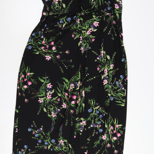 New Look Women's Black Floral Jumpsuit Size 16