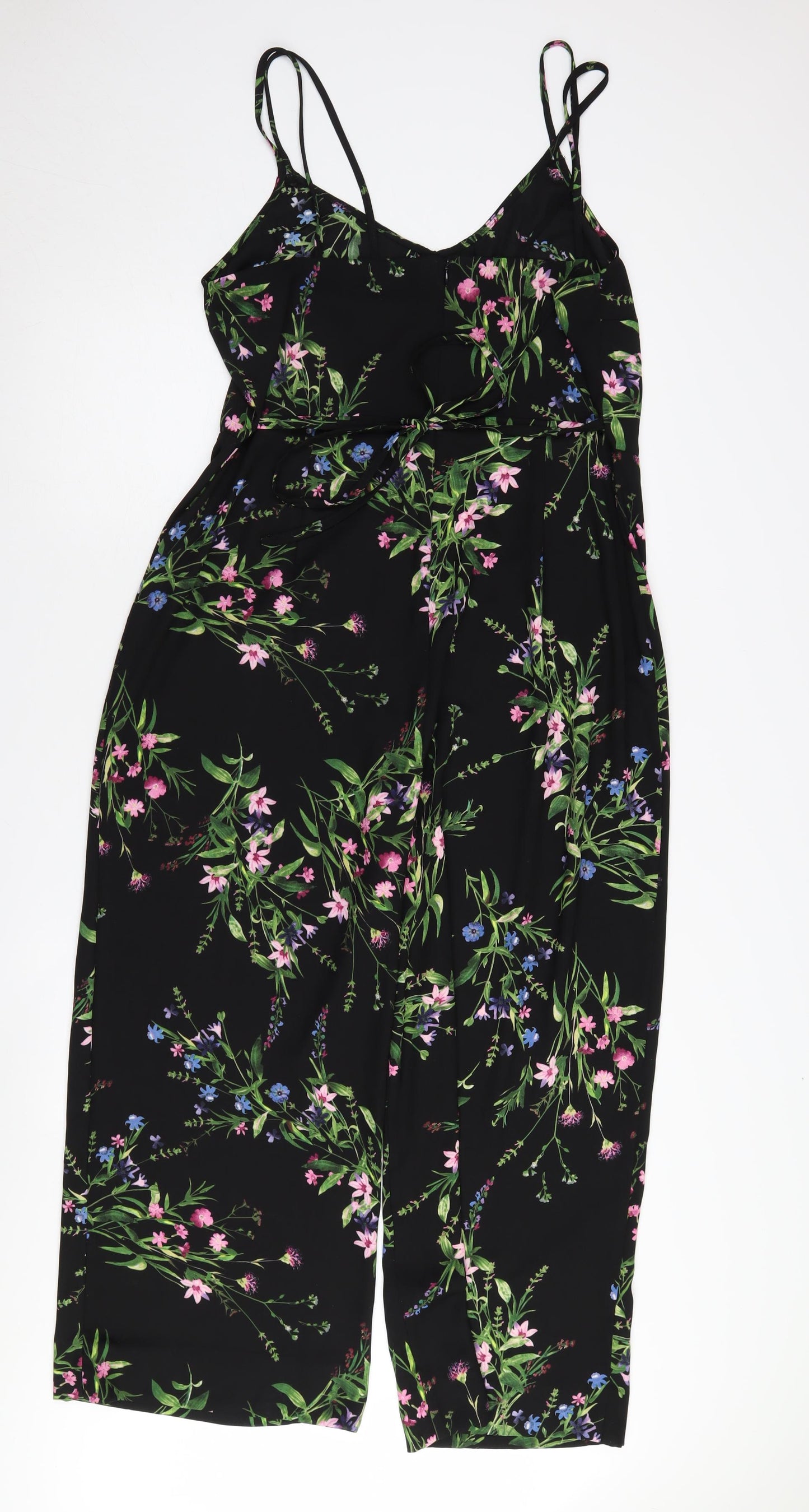 New Look Women's Black Floral Jumpsuit Size 16