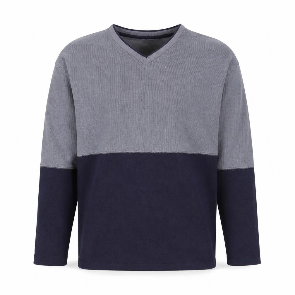 Front view of Armando Men's Grey/Blue V-Neck jumper M