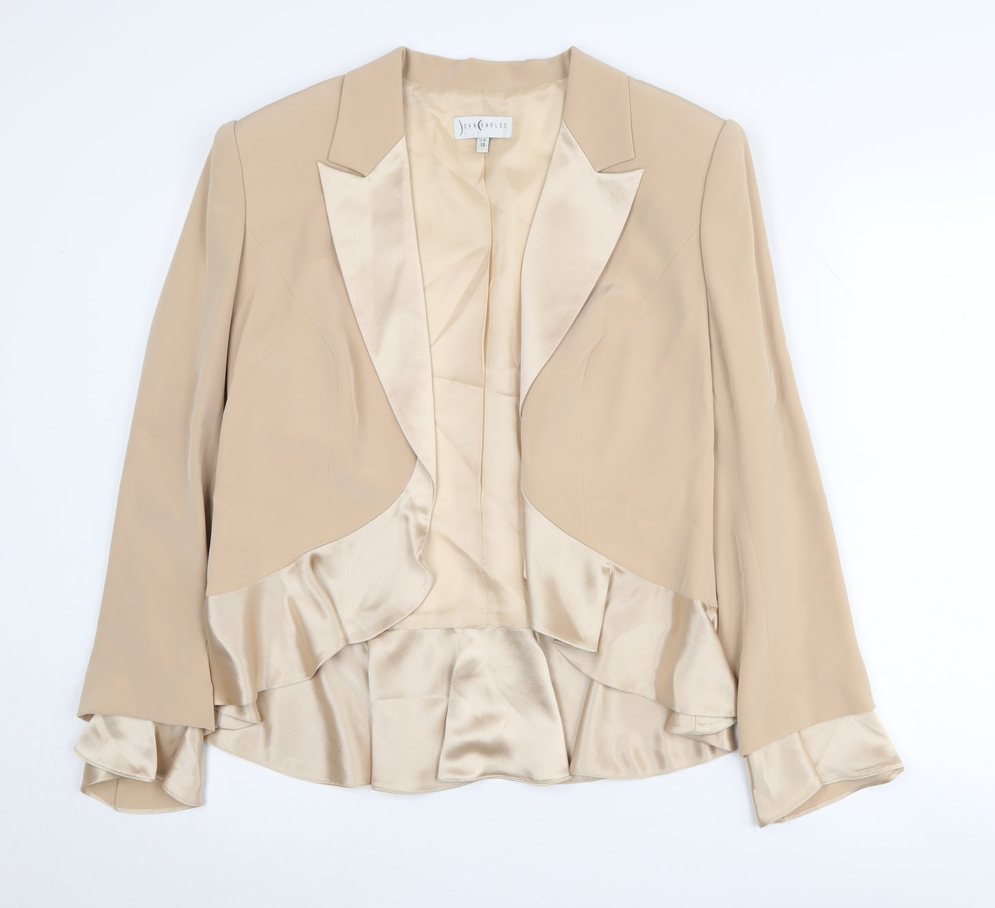 John Charles Women's Beige Blazer Size 14 Formal Notch Lapel