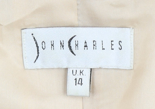 John Charles Women's Beige Blazer Size 14 Formal Notch Lapel