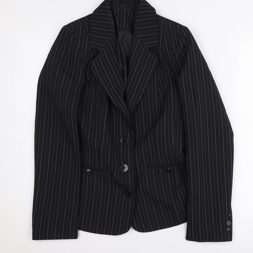 New Look Women's Black Pinstripe Suit Jacket Size 10
