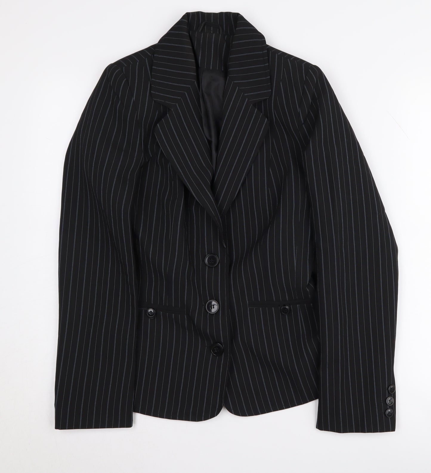 New Look Women's Black Pinstripe Suit Jacket Size 10