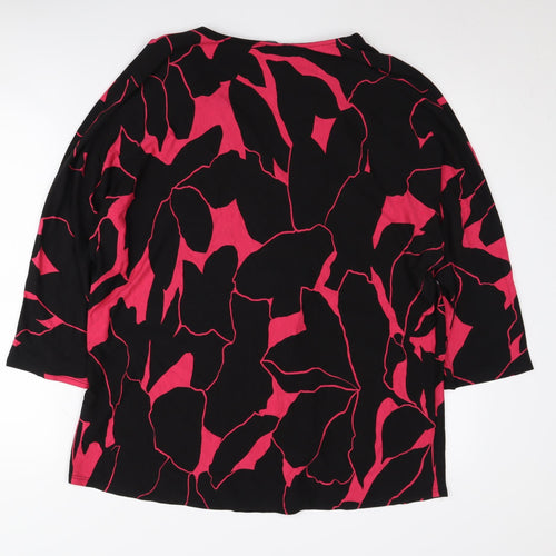 Roman Women's Black Pink Floral Blouse Size 14