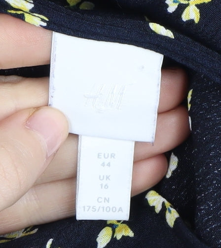 H&M Women's Multicoloured Floral Shift Dress Size 16