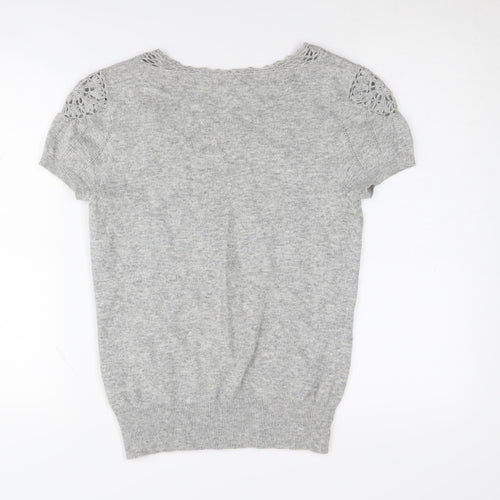 Rocha John Rocha Women's Grey V-Neck Jumper Size 10