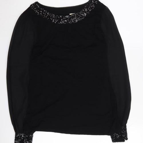 Oasis Women's Black Sequin Blouse, Size S