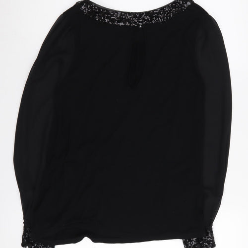 Oasis Women's Black Sequin Blouse, Size S