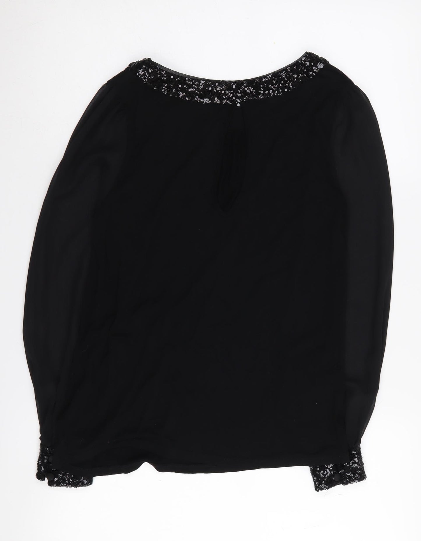 Oasis Women's Black Sequin Blouse, Size S