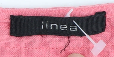 Linea Women's Pink Linen V-Neck Top, Size 14