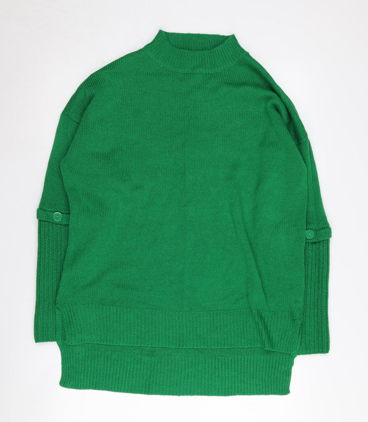JDWILLIAMS Women's Green Mock Neck Acrylic Jumper - S
