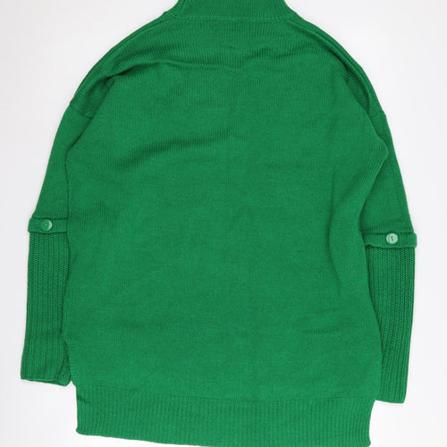 JDWILLIAMS Women's Green Mock Neck Acrylic Jumper - S
