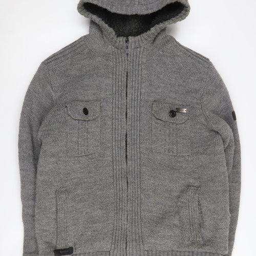 Dissident Men’s Grey Hooded Knit Jacket Size L