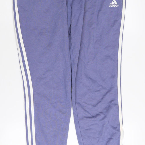 Adidas Women's Blue Joggers M Elastic Waist Side Stripe