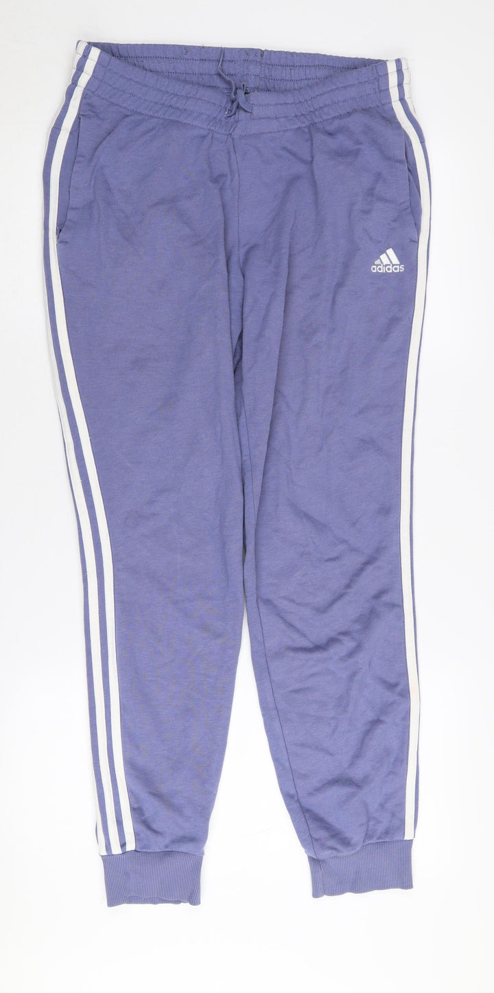 Adidas Women's Blue Joggers M Elastic Waist Side Stripe