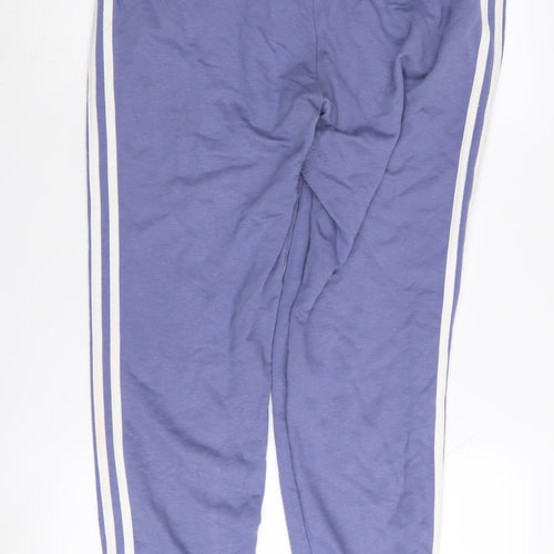 Adidas Women's Blue Joggers M Elastic Waist Side Stripe