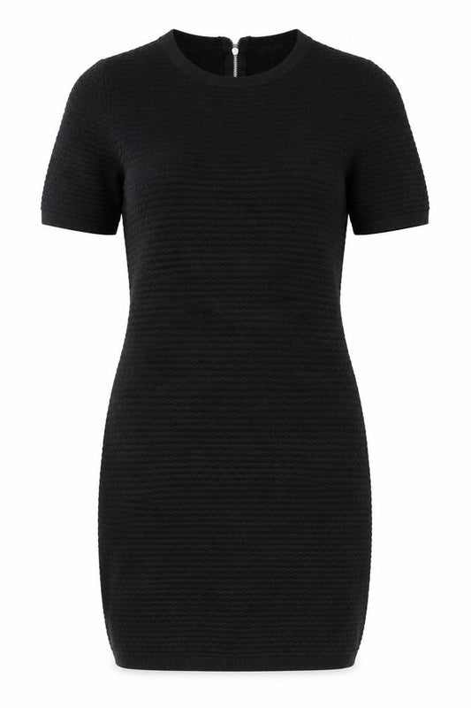 Front view of Warehouse Women's Black Knit Dress UK 12