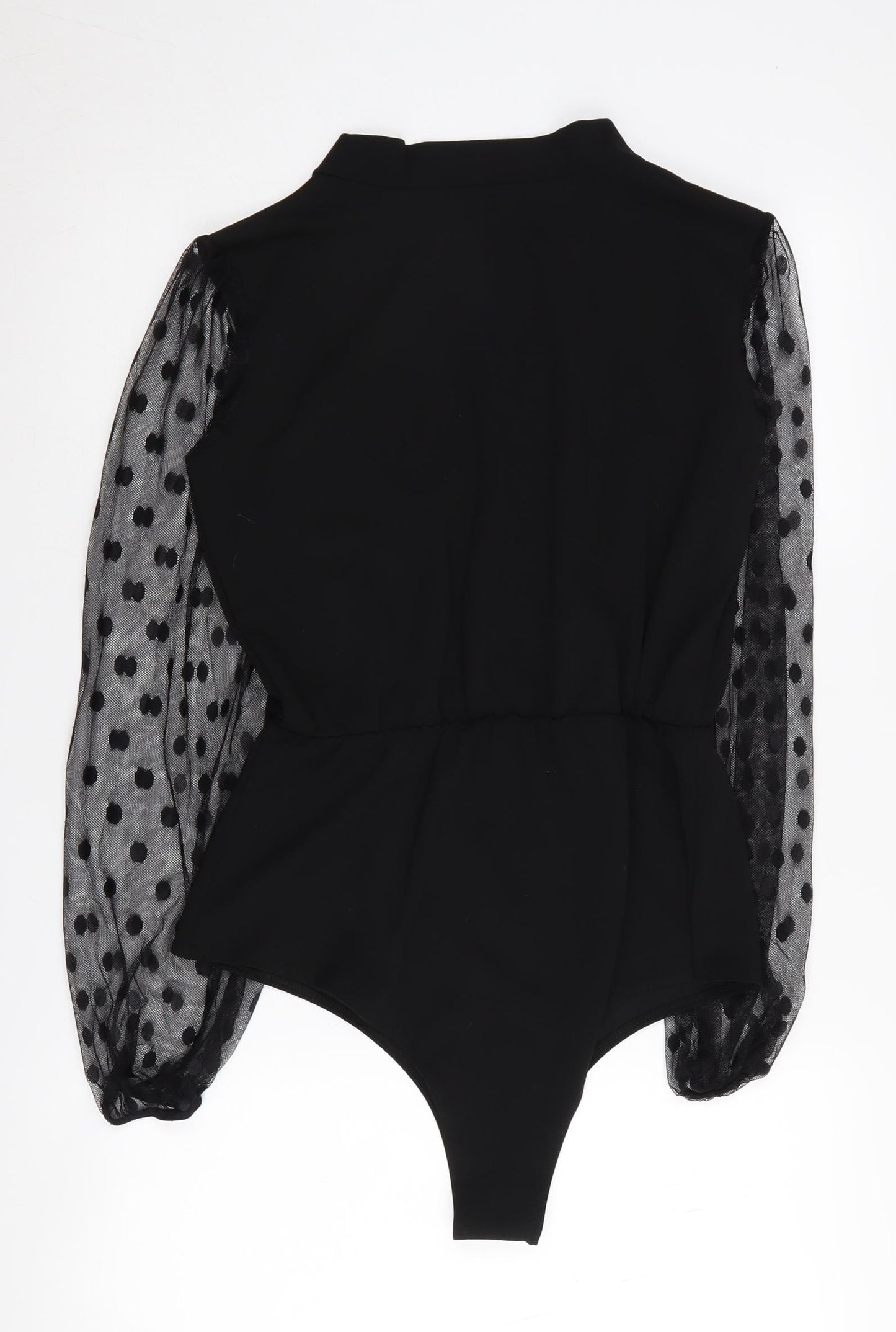 Boohoo Women's Black Polka Dot Bodysuit Size 14