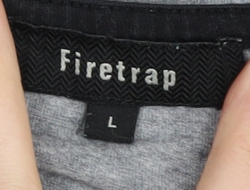 Firetrap Men's Grey Skull Graphic Print T-Shirt L