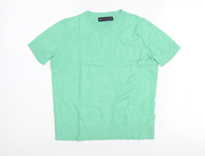 Marks and Spencer Women's Green Crew Neck Jumper Size 8