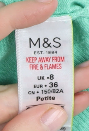 Marks and Spencer Women's Green Crew Neck Jumper Size 8