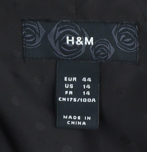 H&M Women Brown Linen Blazer Size 16 Regular Fit