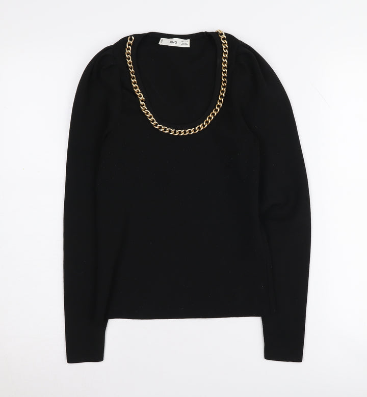 MNG Women's Black XS Long Sleeve Knit Top