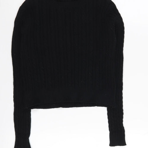 Pull & Bear Womens Black XS Cable-Knit Pullover Jumper