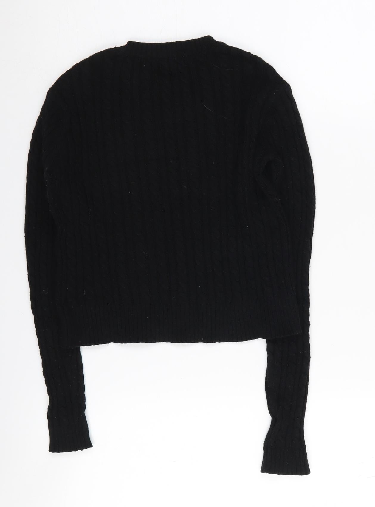 Pull & Bear Womens Black XS Cable-Knit Pullover Jumper