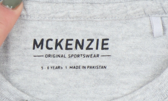 McKenzie Boys Grey Cotton T-Shirt, 5-6 Years, Casual Crew Neck