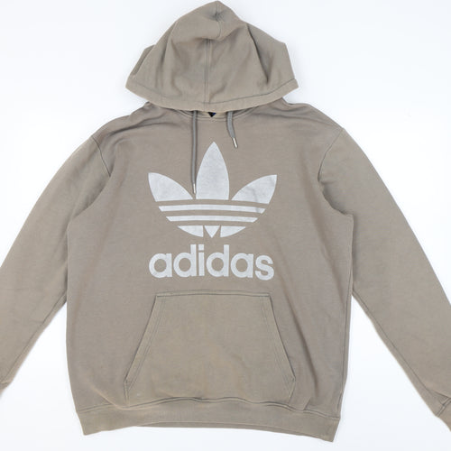 Adidas Men's Brown XL Pullover Hoodie with Logo