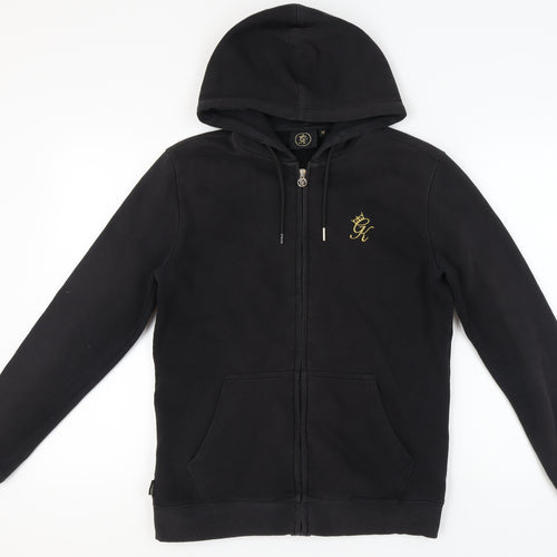 GR King Men's Black Full Zip Hooded Logo Hoodie