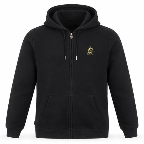 GR King Men's Black Full Zip Hooded Logo Hoodie