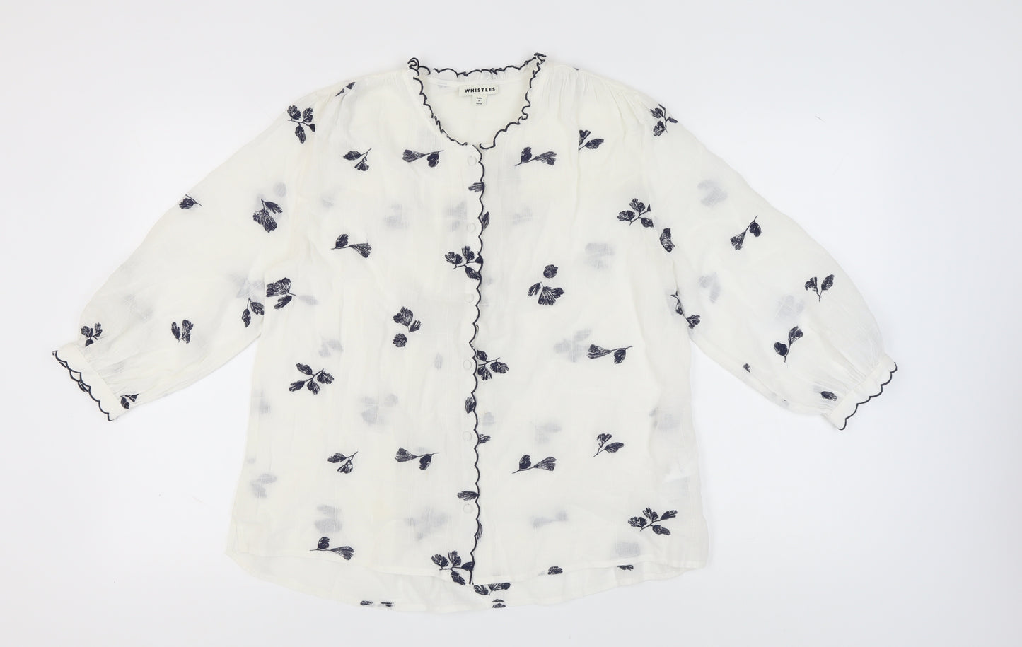 Whistles Women's White Floral Embroidered Blouse
