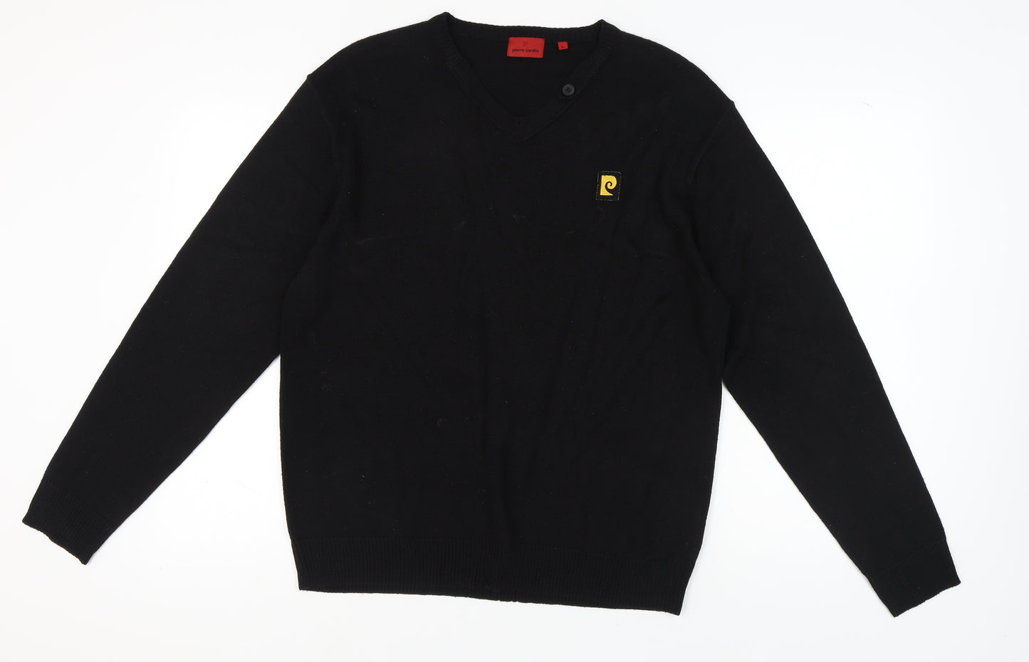 Pierre Cardin Men's Black V-Neck Pullover Jumper, Size L