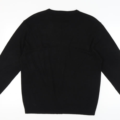 Pierre Cardin Men's Black V-Neck Pullover Jumper, Size L