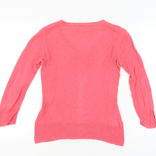 Laura Ashley Women's Pink V-Neck Pullover Jumper