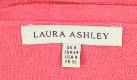Laura Ashley Women's Pink V-Neck Pullover Jumper