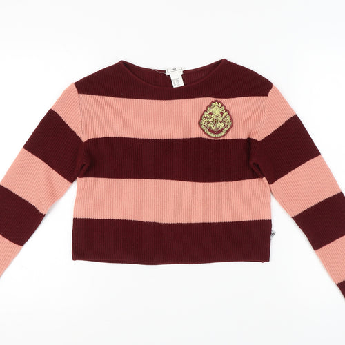 H&M Girls Harry Potter Striped Pullover Jumper Size 10-12