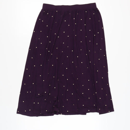 White Stuff Women's Purple Polka Dot Midi Skirt Size 10