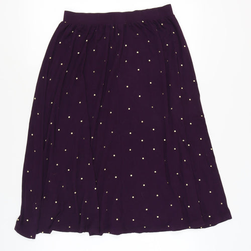 White Stuff Women's Purple Polka Dot Midi Skirt Size 10