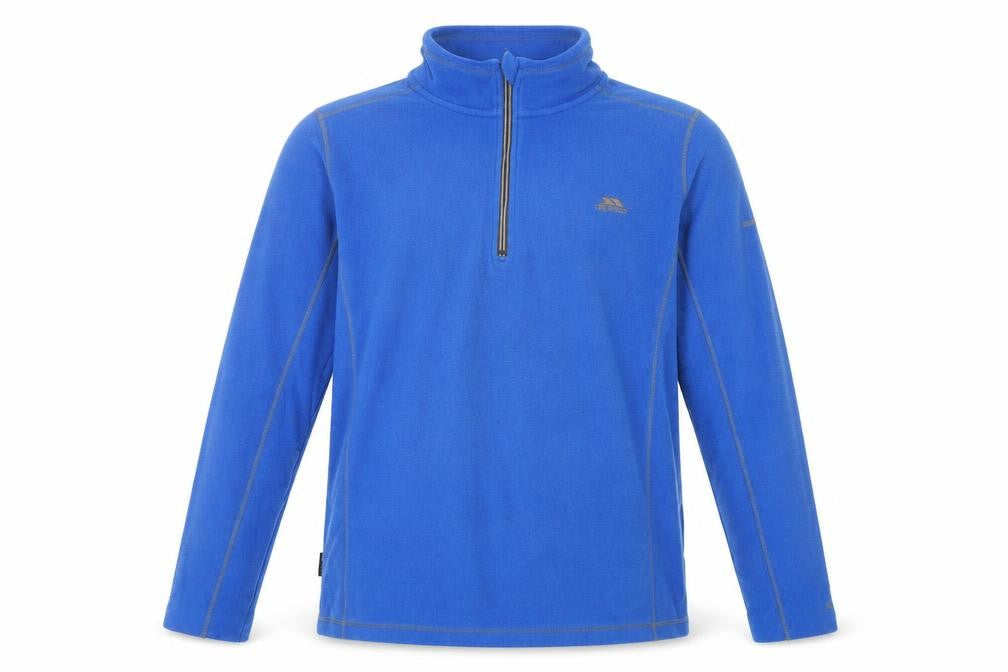 Front view of Trespass Men's Blue Fleece 1/2 Zip Jumper, size L